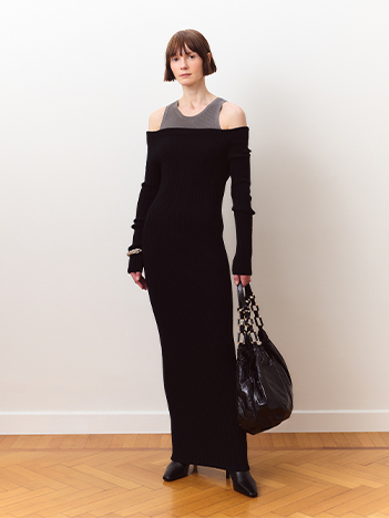 Vestido tubo con escote Bardot