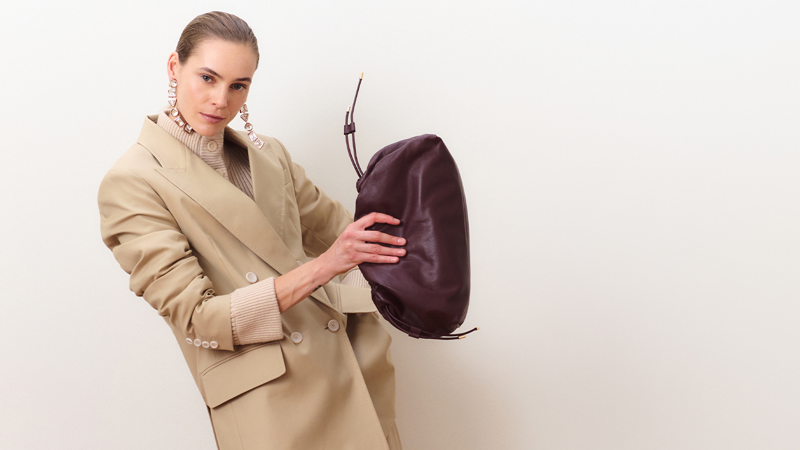 Blazer cruzado de lona elástica